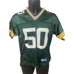 Green Bay Packers Boys AJ Hawk Football Jersey Youth Size Large Reebok Kids
